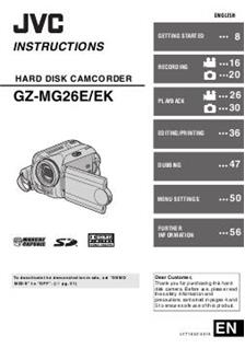 JVC GZ MG 26 EK manual. Camera Instructions.